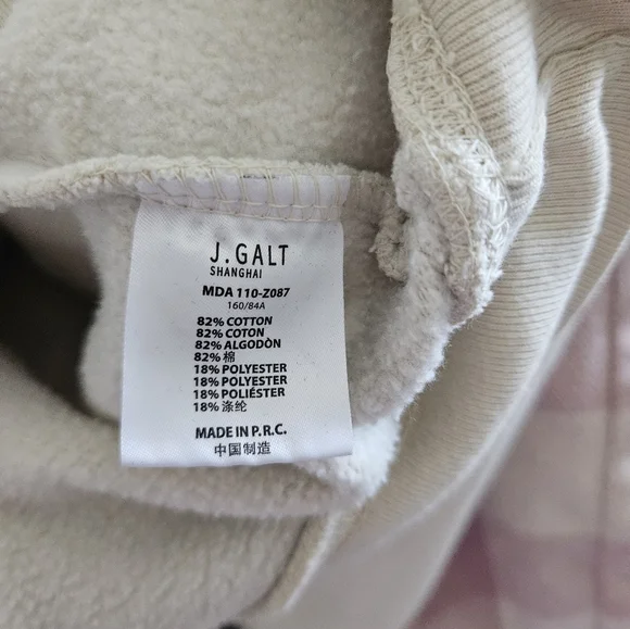 John Galt Women's One Size Cream Hoodie with New York Print Logo Sweatshirt Top - Picture 7 of 7